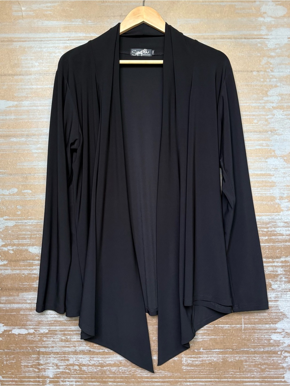 Sympli Waterfall Simple Cardigan Black Basic Casual Preppy Plus Womens 14